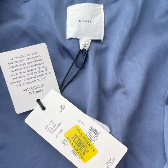 NWT A Loves A Denim Braided Crew Neck Open Front Jacket - Picture 3 of 3